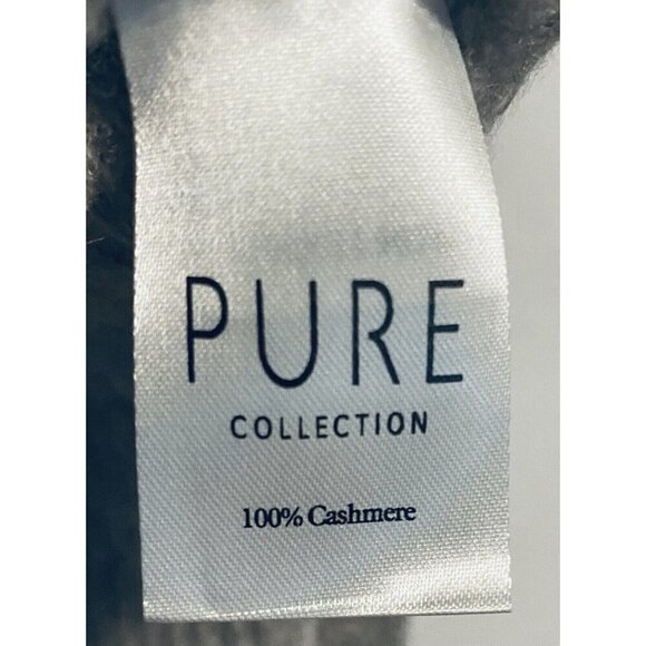 Pure Collection Sweater Vest Womens Large Gray Ribbed Cashmere Hi Low Hem V Neck - Picture 6 of 8